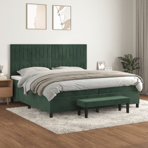 Ramsäng med madrass mörkgrön 200x200 cm sammet