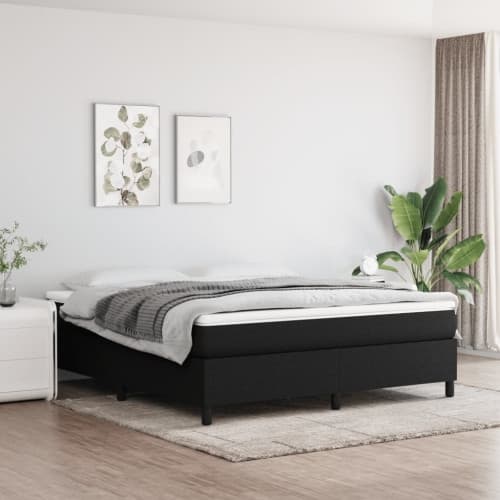 Ramsäng med madrass svart 180x200 cm tyg