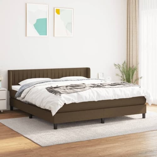 Ramsäng med madrass mörkbrun 180x200 cm tyg