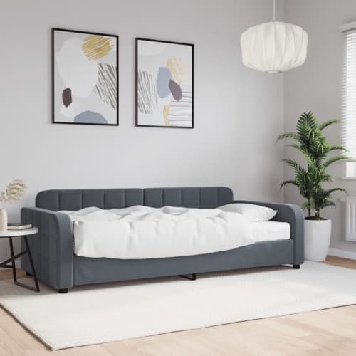 Dagbädd med madrass mörkgrå 90x200 cm sammet