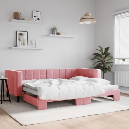 Dagbädd utdragbar rosa 90x200 cm sammet