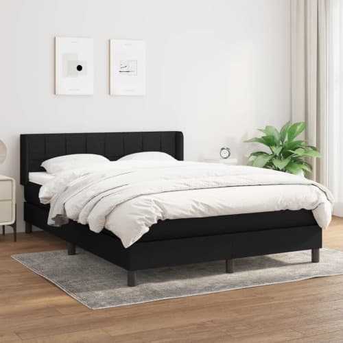 Ramsäng med madrass svart 140x190 cm tyg