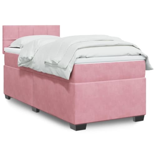 Ramsäng med madrass rosa 90x190 cm sammet