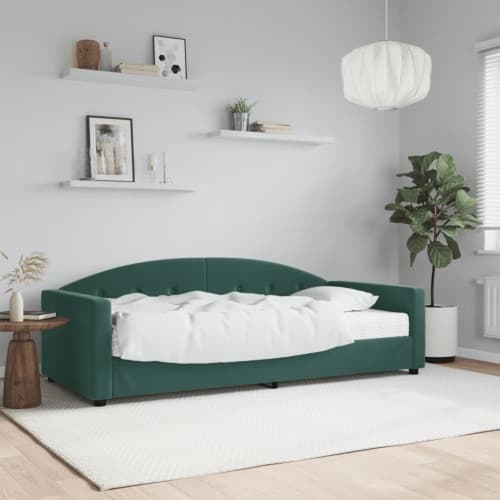 Dagbädd med madrass mörkgrön 90x200 cm sammet