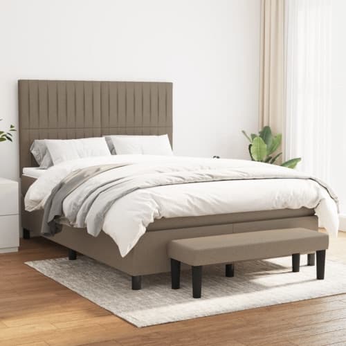 Ramsäng med madrass taupe 140x200 cm tyg