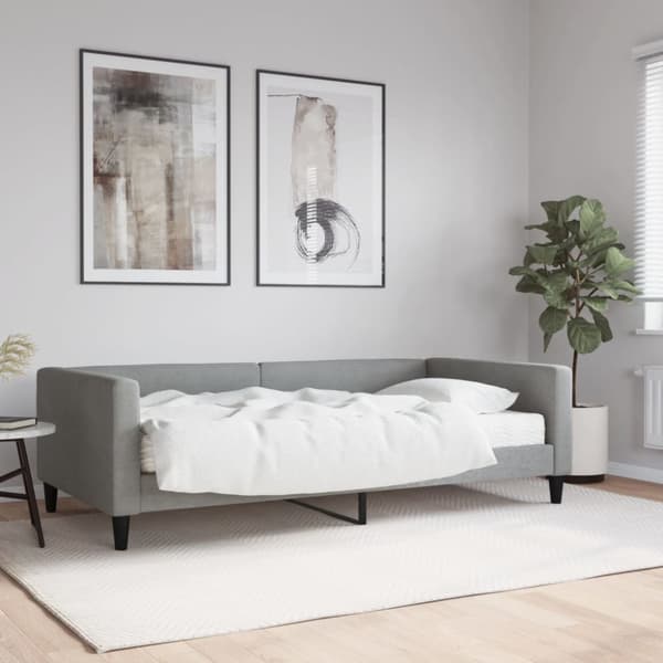 Dagbädd med madrass ljusgrå 100x200 cm tyg