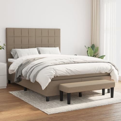 Ramsäng med madrass taupe 140x200 cm tyg
