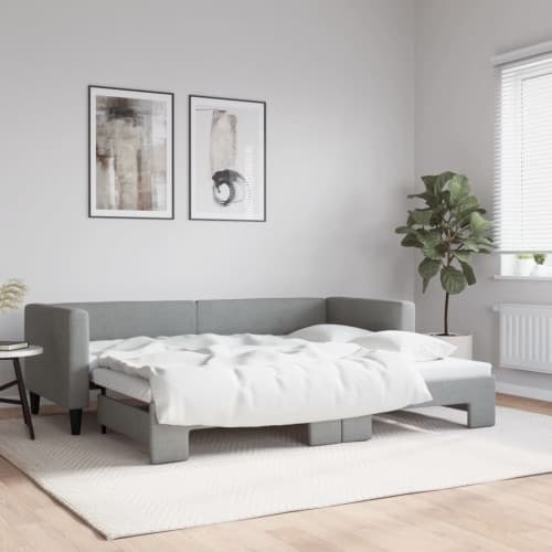 Dagbädd utdragbar ljusgrå 80x200 cm tyg