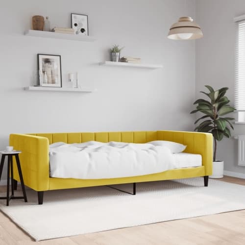 Dagbädd med madrass gul 100x200 cm sammet