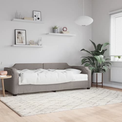 Dagbädd med madrass taupe 90x200 cm tyg