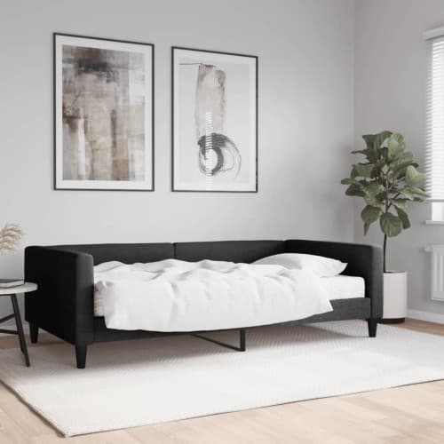 Dagbädd med madrass svart 100x200 cm tyg