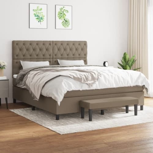 Ramsäng med madrass taupe 160x200 cm tyg
