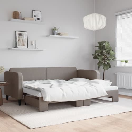 Dagbädd utdragbar taupe 80x200 cm tyg
