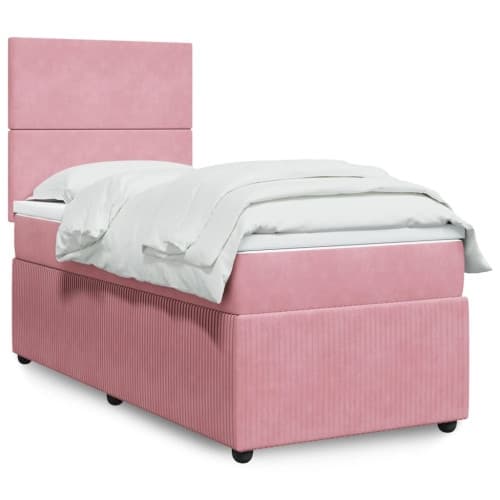 Ramsäng med madrass rosa 80x200 cm sammet