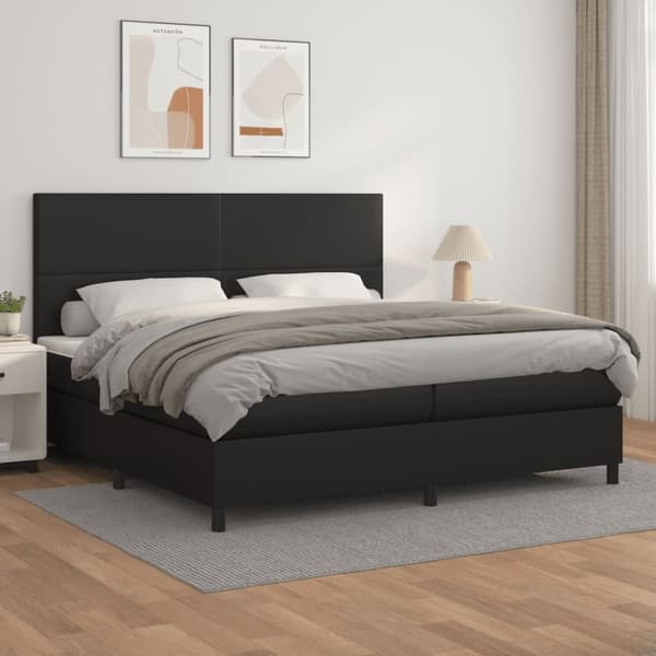 Ramsäng med madrass svart 200x200 cm konstläder