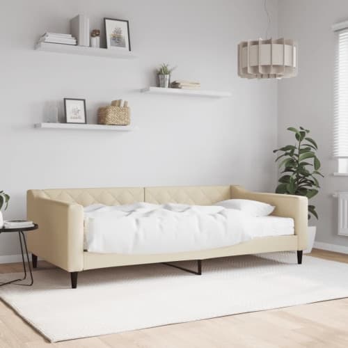 Dagbädd med madrass gräddvit 100x200 cm tyg