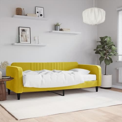 Dagbädd med madrass gul 90x200 cm sammet