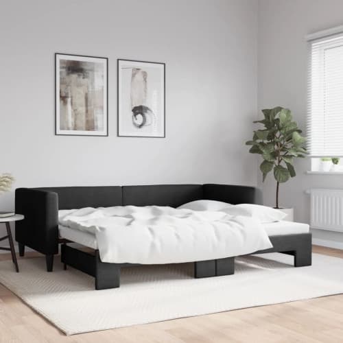 Dagbädd utdragbar svart 90x190 cm tyg