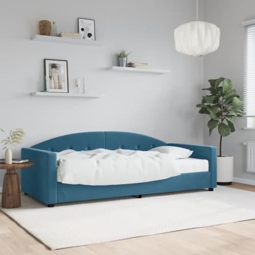 Dagbädd med madrass blå 90x200 cm sammet