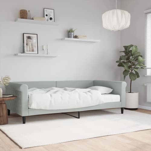 Dagbädd med madrass ljusgrå 100x200 cm sammet