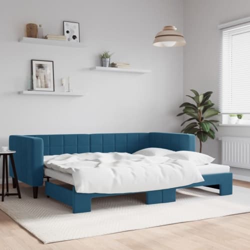 Dagbädd utdragbar blå 90x200 cm sammet