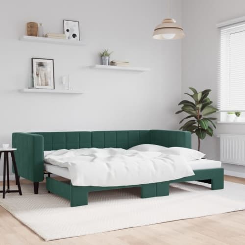 Dagbädd utdragbar mörkgrön 80x200 cm sammet