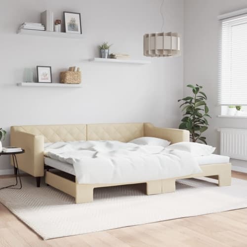 Dagbädd utdragbar gräddvit 100x200 cm tyg