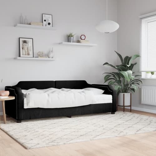 Dagbädd med madrass svart 90x200 cm tyg