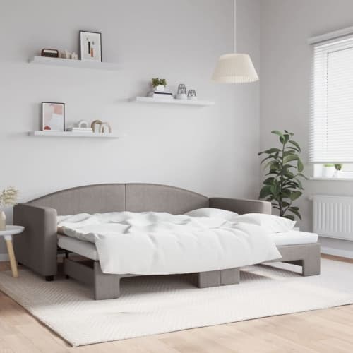 Dagbädd utdragbar taupe 90x200 cm tyg