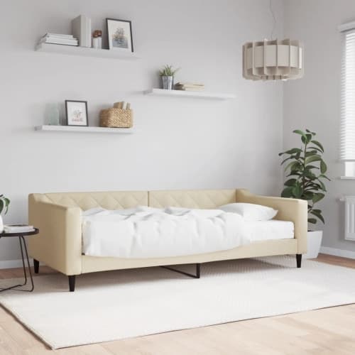 Dagbädd med madrass beige 90x200 cm tyg