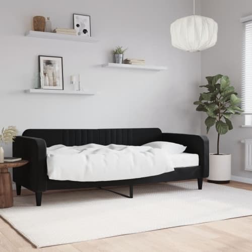 Dagbädd med madrass svart 90x200 cm sammet