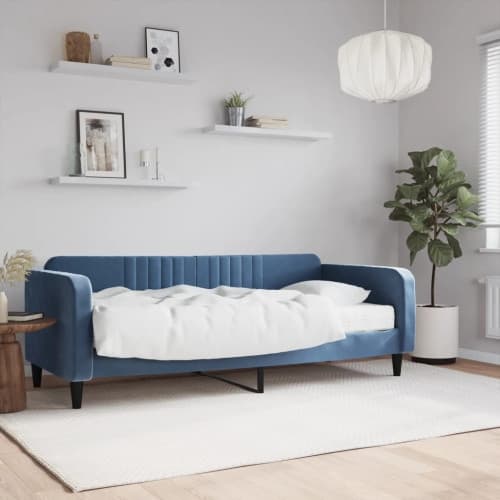 Dagbädd med madrass blå 90x200 cm sammet