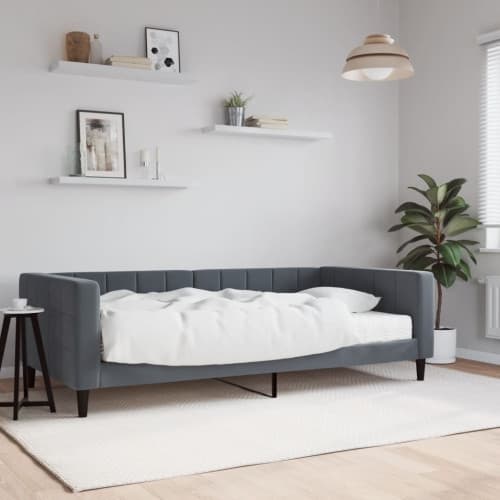 Dagbädd med madrass mörkgrå 100x200 cm sammet
