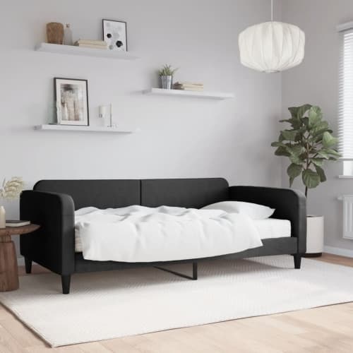 Dagbädd med madrass svart 100x200 cm tyg