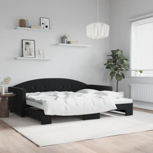 Dagbädd utdragbar svart 90x190 cm sammet