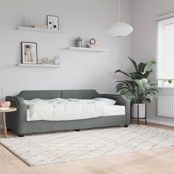 Dagbädd med madrass mörkgrå 90x200 cm tyg