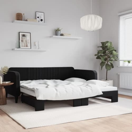 Dagbädd utdragbar svart 100x200 cm sammet