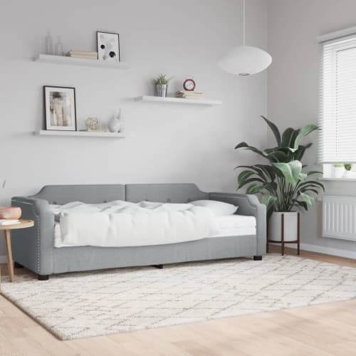 Dagbädd med madrass ljusgrå 100x200 cm tyg
