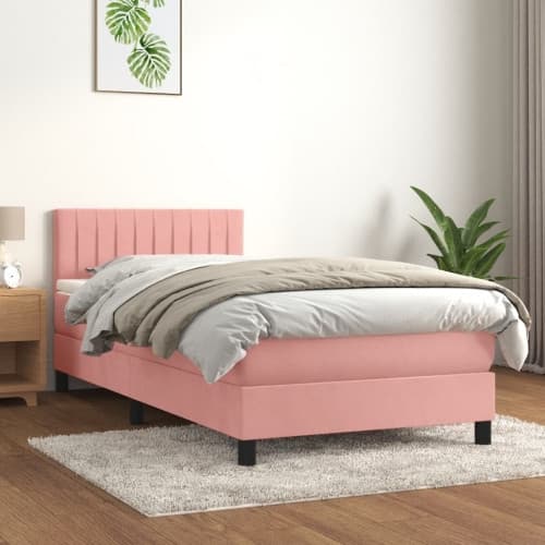 Ramsäng med madrass rosa 80x200 cm sammet