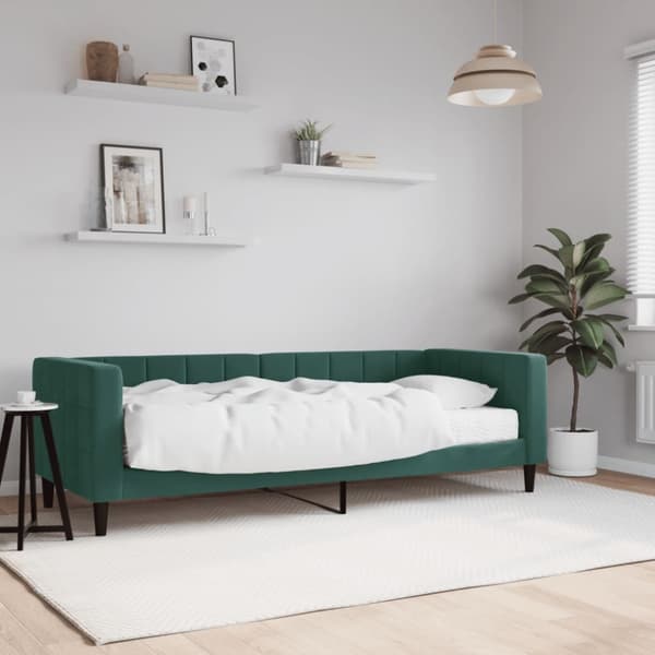 Dagbädd med madrass mörkgrön 80x200 cm sammet