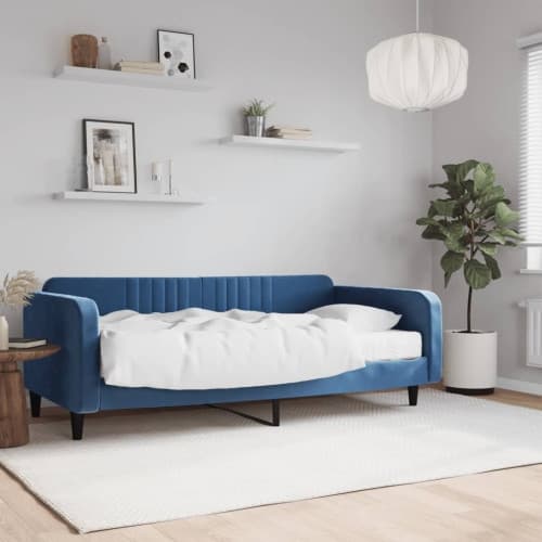 Dagbädd med madrass blå 100x200 cm sammet