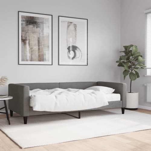 Dagbädd med madrass mörkgrå 90x200 cm tyg
