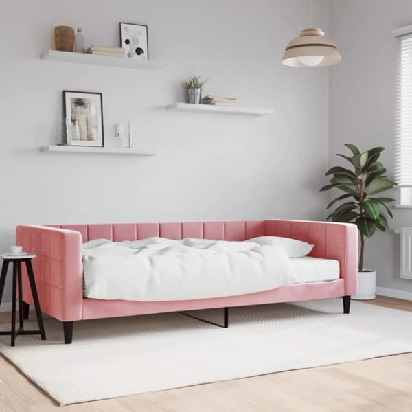 Dagbädd med madrass rosa 100x200 cm sammet