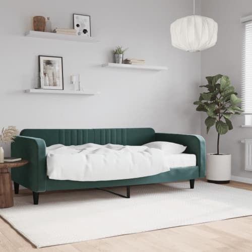 Dagbädd med madrass mörkgrön 100x200 cm sammet