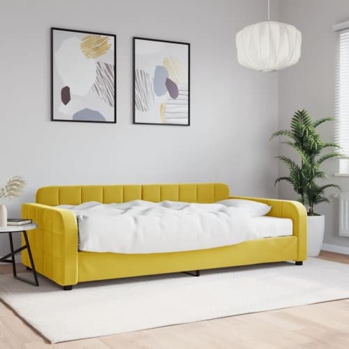 Dagbädd med madrass gul 100x200 cm sammet
