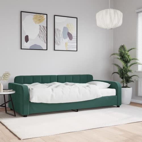Dagbädd med madrass mörkgrön 90x200 cm sammet