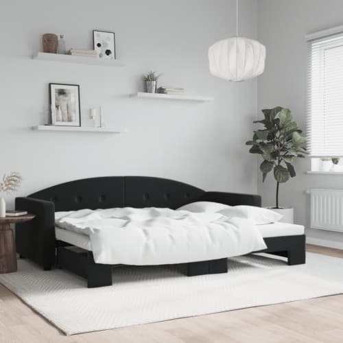Dagbädd utdragbar svart 80x200 cm sammet