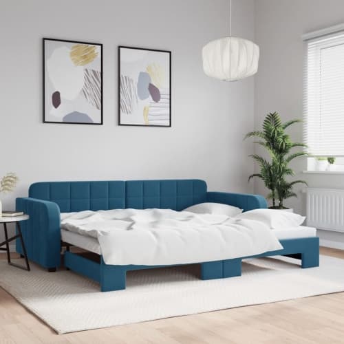 Dagbädd utdragbar blå 90x200 cm sammet