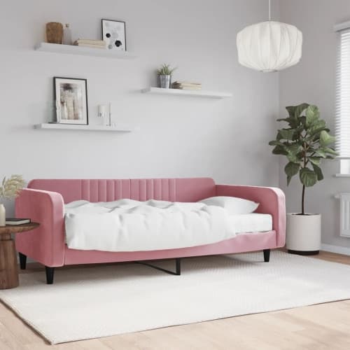 Dagbädd med madrass rosa 100x200 cm sammet