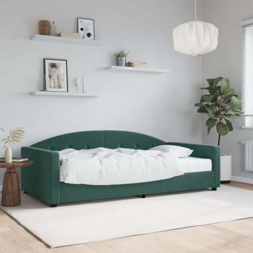 Dagbädd med madrass mörkgrön 100x200 cm sammet